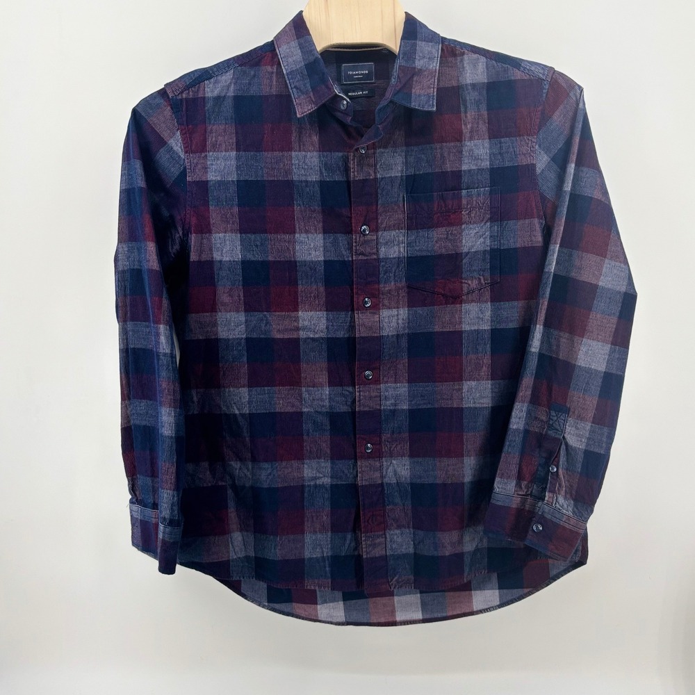 7Diamonds‎ Corduroy Plaid Button Down Shirt Mens XL Regular Fit  Black Veil